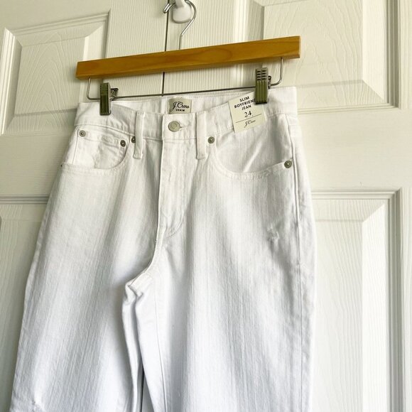 J.Crew Slim Boyfriend White Denim High-Rise Straight Jeans Women's Size 24 - Picture 4 of 13